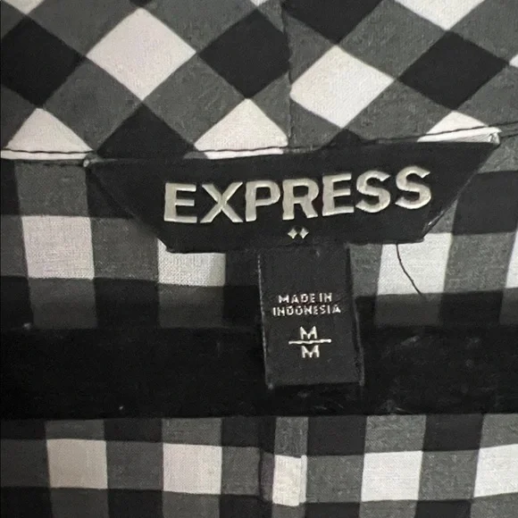 Express Black and White Checkered Blouse - Picture 3 of 4